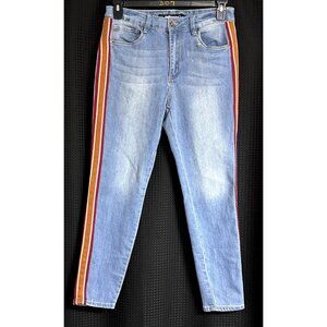 Vintage Y2K 90's Dollhouse Juniors Side Stripe Skinny Ankle Denim Blue Jeans 13